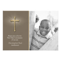 Brown, cruz del oro, foto religiosa invitación