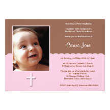 Brown e invitaciones rosadas del bautismo comunicado personal  