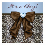 Brown elegante y fiesta de bienvenida al bebé azul invitaciones personalizada
