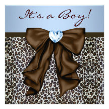 Brown elegante y fiesta de bienvenida al bebé azul invitaciones personalizada
