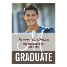 Brown moderno, foto graduada del blanco invitación personalizada