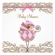 Brown rosado gotea la fiesta de bienvenida al bebé anuncios personalizados