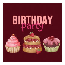 Brown y invitación rosada del cumpleaños de la mag