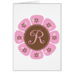 Brown y monograma rosado R Tarjetas