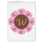 Brown y monograma rosado W Tarjeton