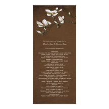 Brown y programa blanco del boda de la magnolia comunicado personalizado