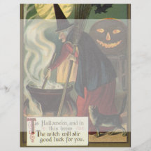 Bruja de Halloween del vintage que revuelve la cal Flyer Personalizado