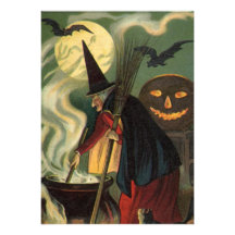 Bruja de Halloween del vintage que revuelve la cal Comunicados Personales