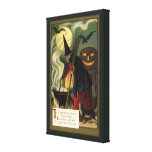 Bruja de Halloween del vintage que revuelve la cal Lona Envuelta Para Galerías
