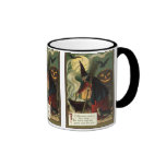 Bruja de Halloween del vintage que revuelve la cal Taza