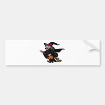 Bruja de Halloween Etiqueta De Parachoque
