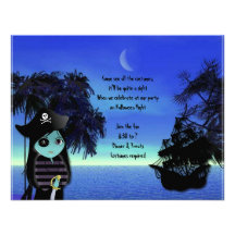 Bruja de Lil la invitación de Halloween del pirata