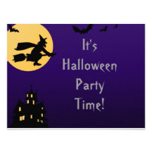 "Bruja en vuelo en el fiesta de Halloween de la me Invitacion Personalizada