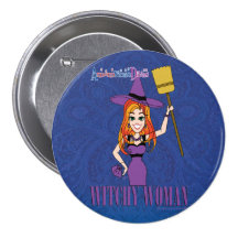 Bruja, mujer de Witchy - bruja - botón de Hallowee Pin