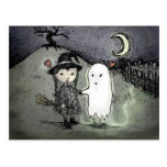 Bruja y fantasma en amor postales