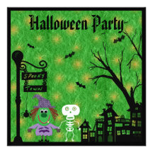 Bruja y fiesta fantasmagórico esquelético de Hallo Invitacion Personal
