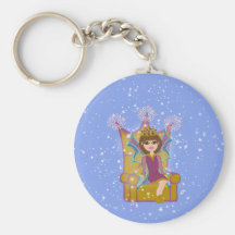 Brunette de hadas de la reina que se sienta en art llavero personalizado