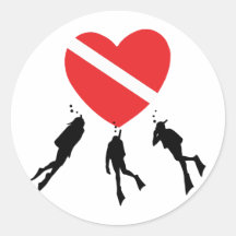 Buceo con escafandra del amor etiqueta