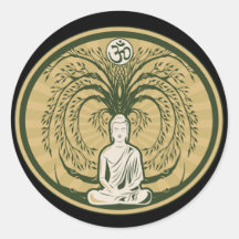 Buda debajo del árbol de Bodhi Pegatina Redonda