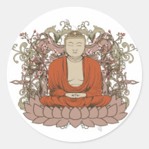 Buda en la flor de Lotus Etiquetas Redondas