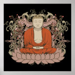 Buda en la flor de Lotus Poster