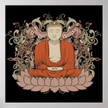 Buda en la flor de Lotus Poster