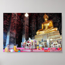 Buda que se sienta con los monjes de rogación posters