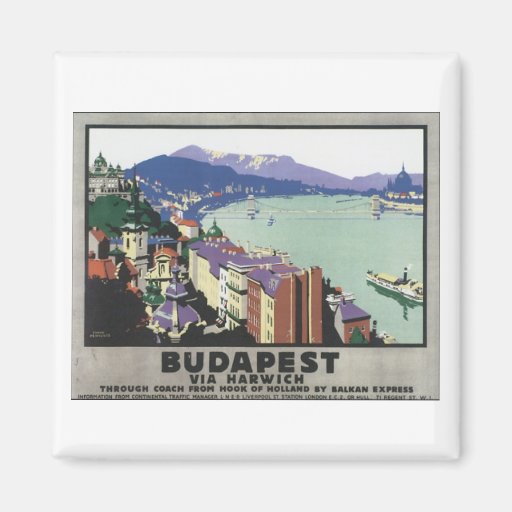 Budapest vía el poster del viaje del vintage de Ha Iman De Frigorífico