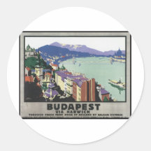 Budapest vía Harwich Etiquetas Redondas
