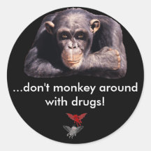Buen /Evil,… no monkey alrededor con… Etiqueta Redonda