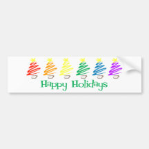 Buenas fiestas (árboles de navidad del arco iris) etiqueta de parachoque