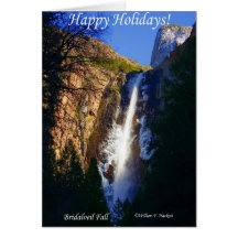 Buenas fiestas, caída Yosemite CA de Bridalveil Felicitaciones