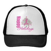 Buenas fiestas cinta del rosa del cáncer de pecho gorras de camionero