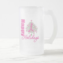Buenas fiestas cinta del rosa del cáncer de pecho taza