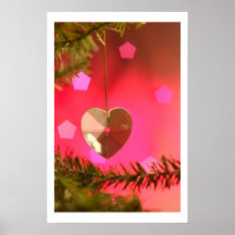 Buenas fiestas impresión del corazón del navidad poster