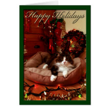 Buenas fiestas, navidad, gato tarjetón