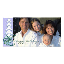 Buenas fiestas tarjeta azul de la foto de familia  tarjeta fotográfica