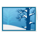Buenas fiestas tarjeta azul del árbol Nevado