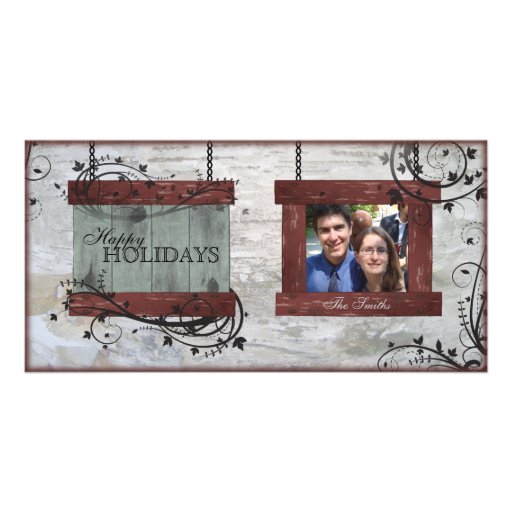 Buenas fiestas tarjeta de la foto de familia - tab tarjeta personal con foto
