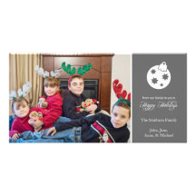 Buenas fiestas tarjeta de la foto del ornamento (g tarjeta con foto personalizada