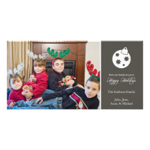 Buenas fiestas tarjeta de la foto del ornamento (g tarjetas fotográficas 