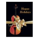 Buenas fiestas violín tarjetas postales