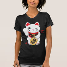 bueno-suerte que tienta la camiseta del gato (oscu