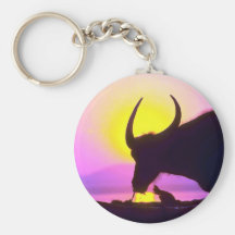 Bueyes en la puesta del sol, Birmania Llavero Personalizado