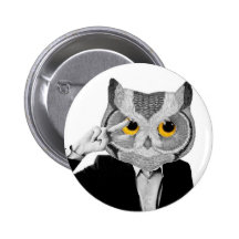 Búho amarillo blanco y negro del ojo pin