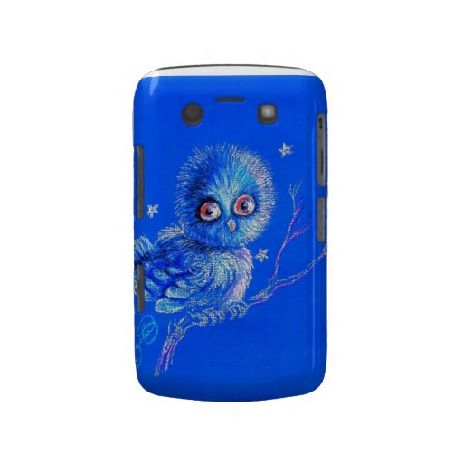 Búho azul divertido blackberry funda