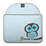 Búho azul lindo fundas para macbook pro