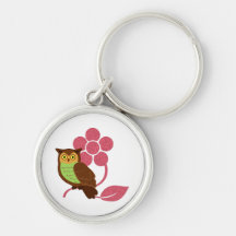 Búho con diseño floral llavero personalizado