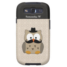 Búho con el bigote y el gorra samsung galaxy SIII funda