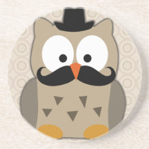 Búho con el bigote y el gorra posavasos manualidades